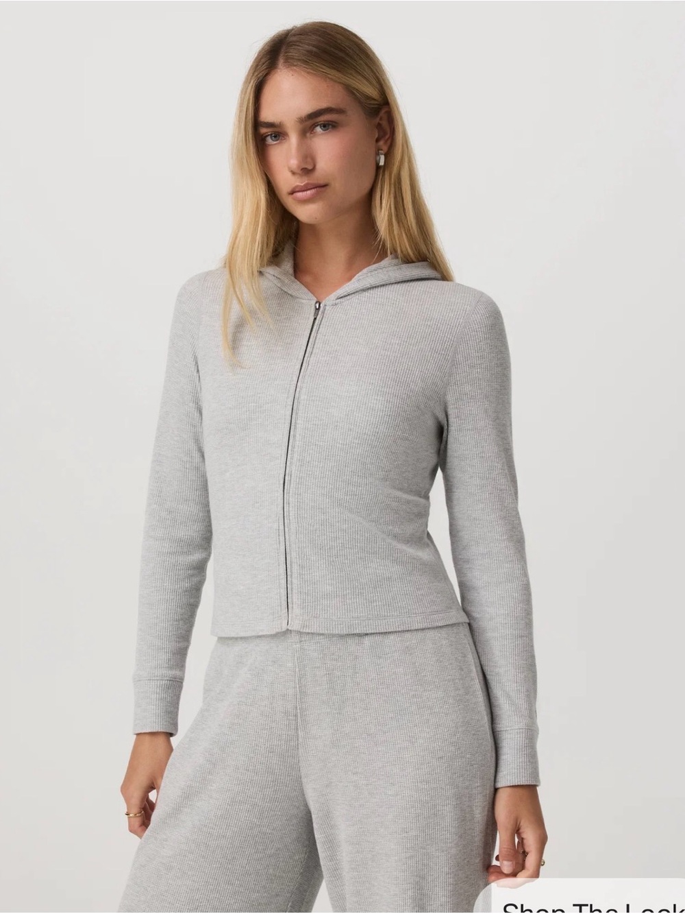 Mavi Waffle Knit Full Zip Hoodie Gray , XS